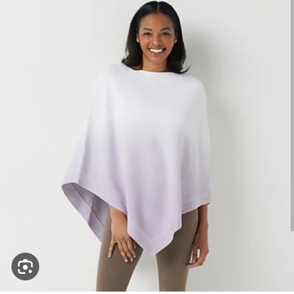 Barefoot Dreams Cozy Chic ultra lite knit women's ombre purple poncho one size